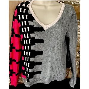 NWT $515 Risto Pink Mix Sweater XS Hand Knit In Macedonia Adobe Intarsia